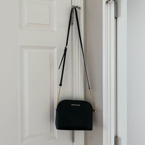 Michael Kors Black and Gold Crossbody Bag with Adjustable Strap